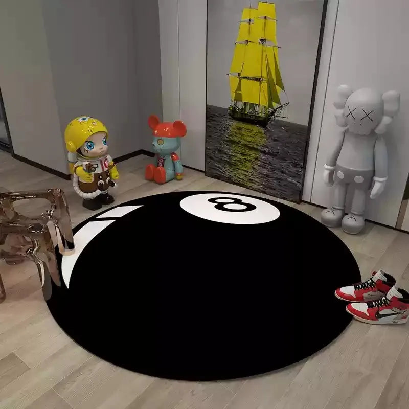 Carpet Simple Black 8 Round Rugs Bedroom Bearbrick Billiards Round Black 8 Pool Table Mat Dirt Resistant Carpet Floor Mat